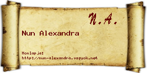 Nun Alexandra névjegykártya